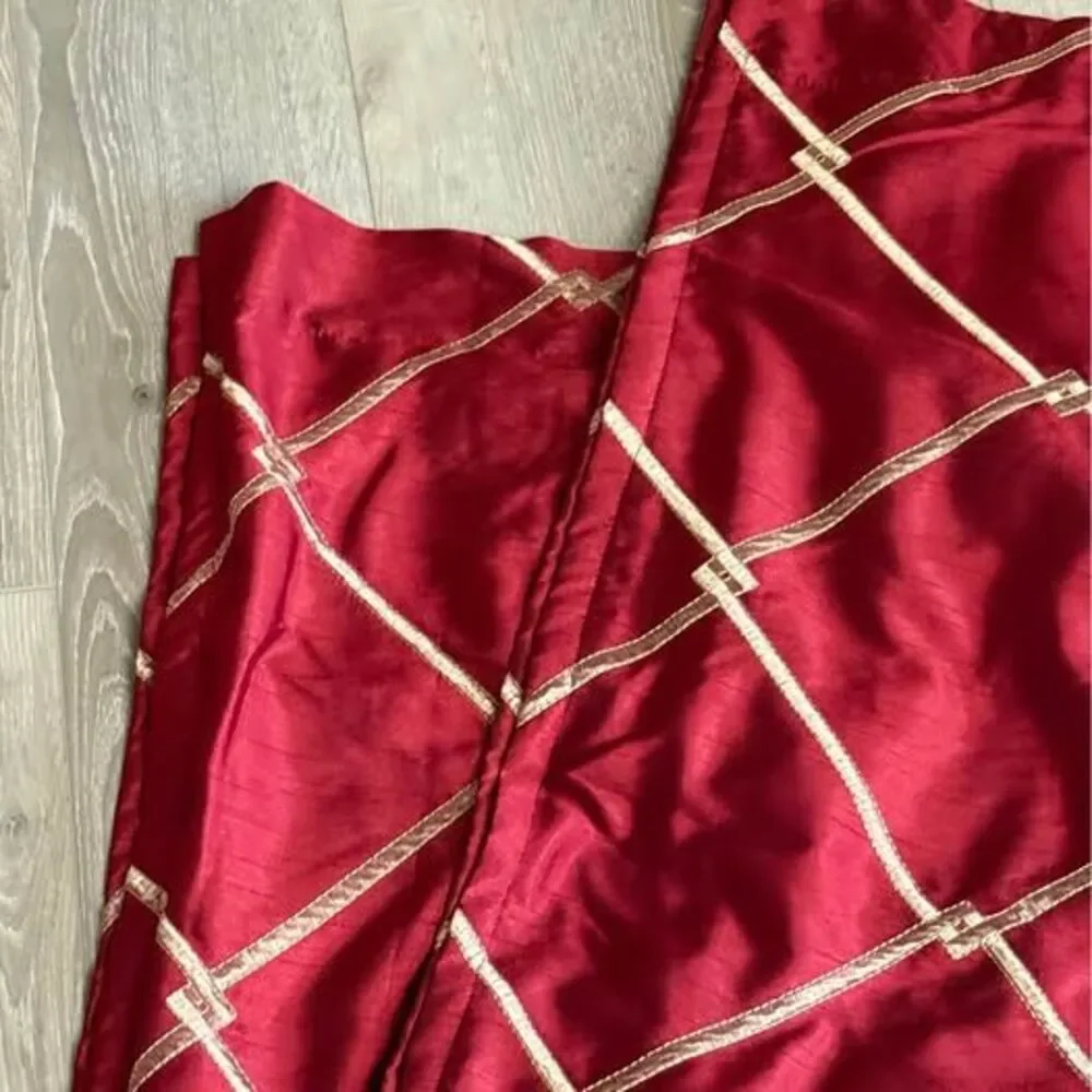 Bombay Red Gold Geometric Curtain 4 pc lined 95”by 50”
